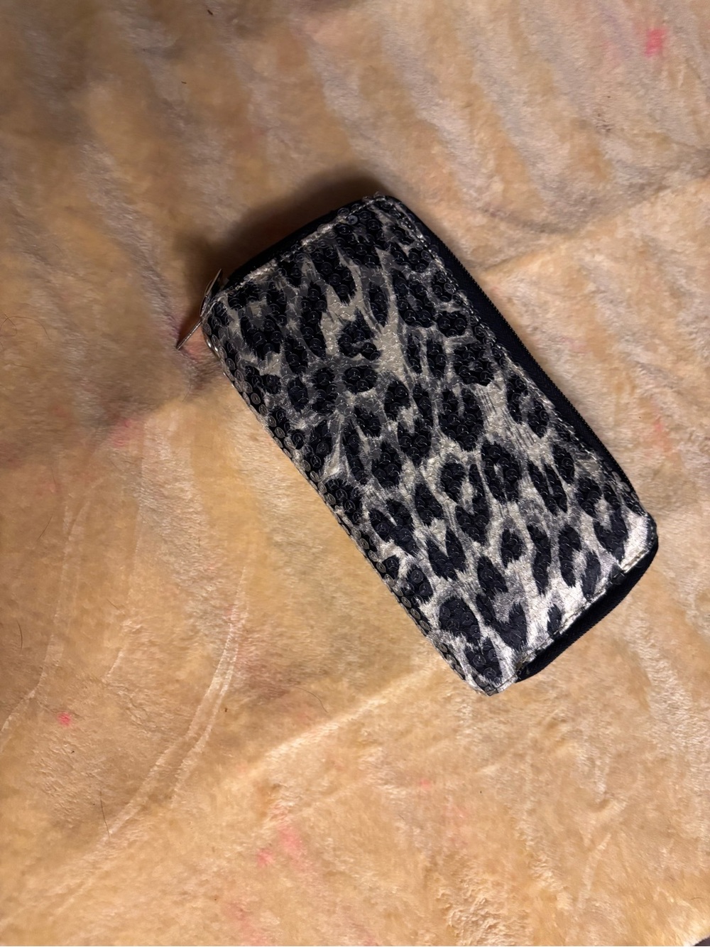 Leopard Print Phone Wallet Case - Black & Gray